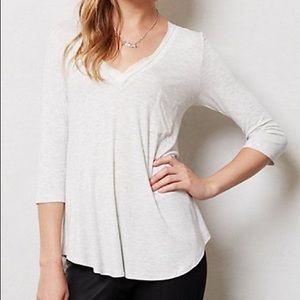 Anthropologie Bordeaux Chiffon-Trim v neck
